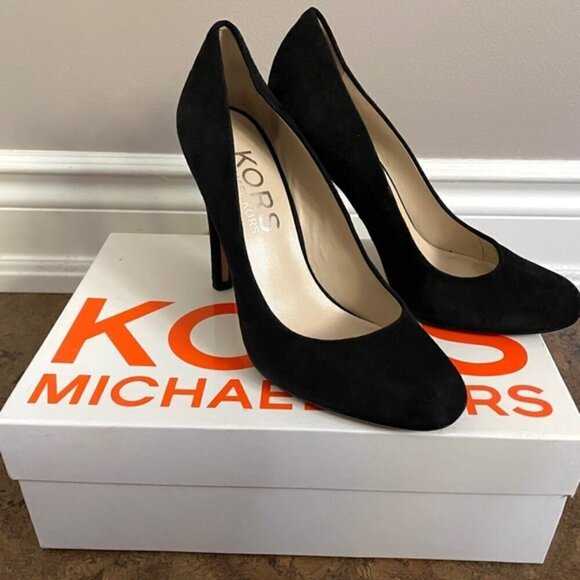 Michael Kors Black Suede Almond Toe 4.25” Heels - 7.5 - Picture 1 of 12